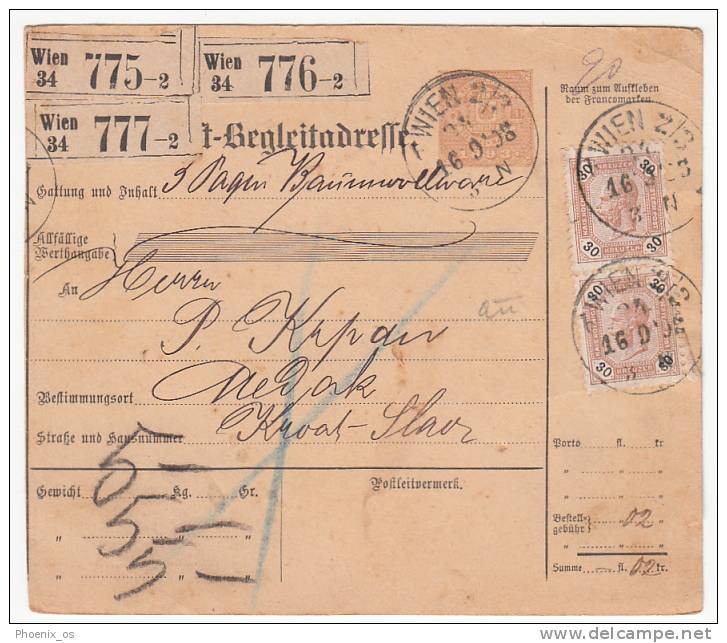 AUSTRIA - Empire - Wien - Medak (Village In Croatia - Gospic, Gospi&#263;). Paket - Paketkarte, Package Card, Year 1898 - Briefe U. Dokumente