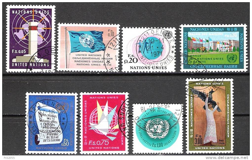 UNO Genf 1969 MiNr.1 - 8 O  Gest. Jahrgang 1969 Komplett ( 82 ) - Used Stamps