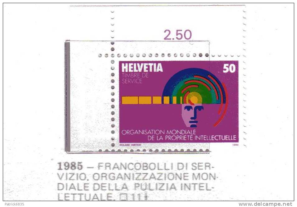 Svizzera ** - X-1985 - Francobolli Di Servizio OMPI - Nuevos