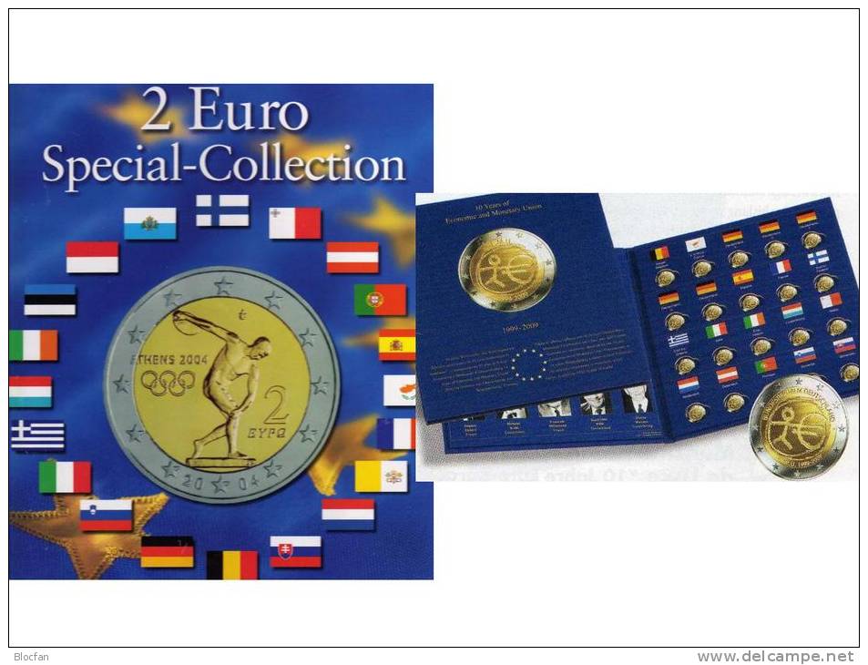 Einklick-Bücher Für 57 Neue 2EURO-Sondermünzen Plus 10 Jahre WWU 2009 Set 18€ Für 20 Münzen Der Verschiedenen Euroländer - Numismatics
