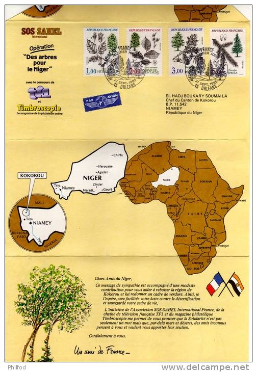 1985 - FRANCE - NIGER : SOS SAHEL : Opération Des Arbres Pour Le Niger  N°  2384 à 2387 - Protección Del Medio Ambiente Y Del Clima