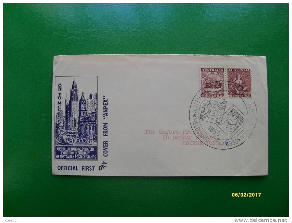 1950 Official First Day Cover From ANPEX Su Serie N.2 Valori Se Tenant - Covers & Documents
