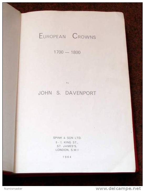 DAVENPORT , EUROPEAN CROWNS 1700 - 1800 - Books & Software