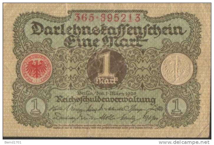 Deutsches Reich - 1 Mark Gebraucht (C688) - Administration De La Dette