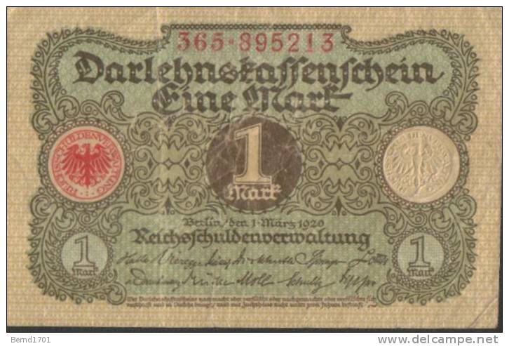 Deutsches Reich - 1 Mark Gebraucht (C688) - Reichsschuldenverwaltung