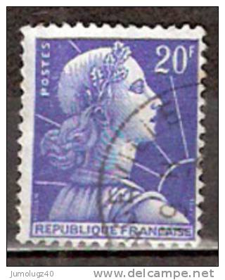 Timbre France Y&T N°1011B (03) Obl.  Marianne De Muller.  20 F. Bleu. Cote 0,15 € - 1955-1961 Marianna Di Muller