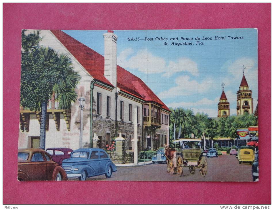 FL - Florida > St Augustine Post Office &Ponce De Leon Hotel Towers  Linen 1951 Cancel Stamp Off--  Ref  820 - St Augustine