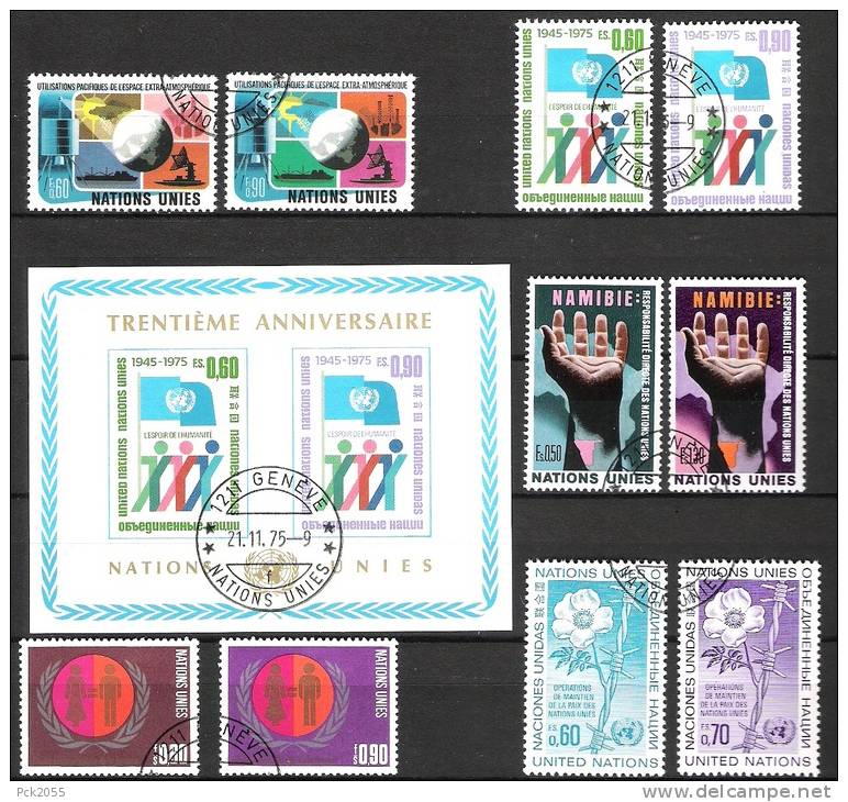 UNO Genf 1975 MiNr.46 - 55 Mit Bl.1 O  Gest. Jahrgang 1975 Komplett ( D1367 ) - Used Stamps