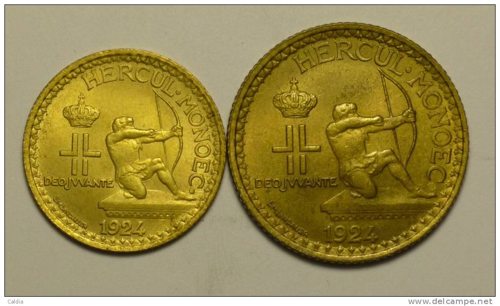 Monaco 1 + 2 Francs 1924 AUNC - 1922-1949 Louis II