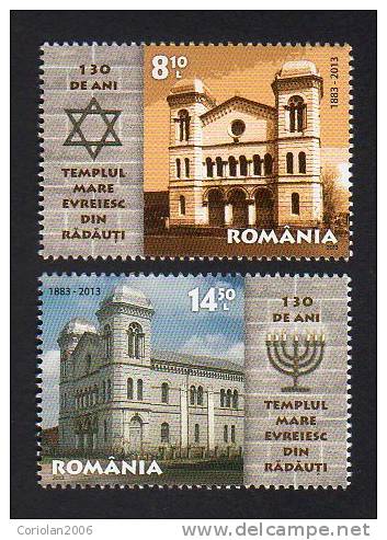 Romania 2013 / Great Jewish Temple In Radauti / Set 2 Stamps - Neufs