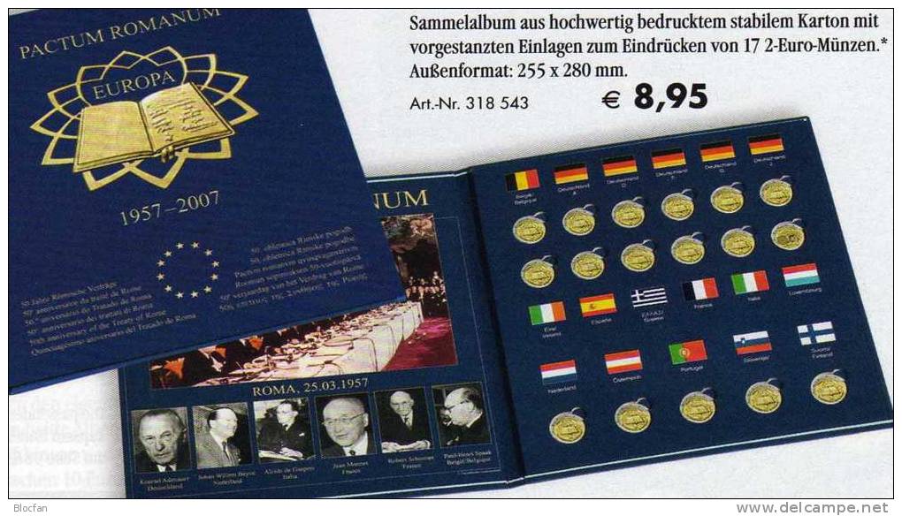 2€-Album 50 Jahre Vertrag Von Rom 2007 Neu 9€ Aller 17 Neuen 2EURO-Gedenkmünzen Zum Einklicken Der Verschiedenen Münzen - Binders With Pages