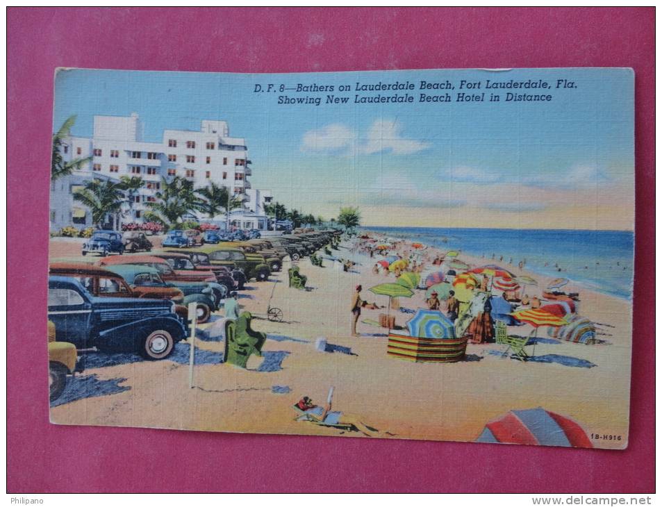 - Florida > Fort Lauderdale  Bathers On Beach   Linen 1947 Cancel , Stamp Fell Off===  ===  ==ref  820 - Fort Lauderdale