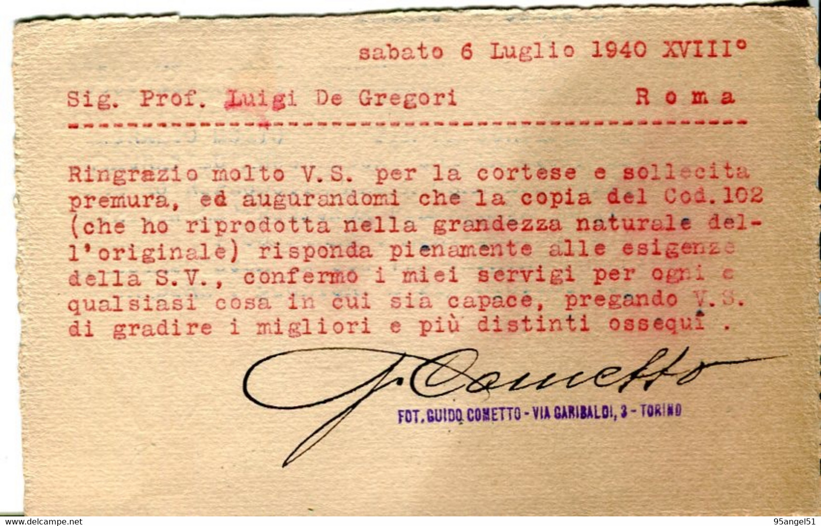 TORINO - EDIZIONI FOTOGRAFICHE ARTISTICHE E ARTI GRAFICHE GUIDO COMETTO CON FIRMA DEL COMETTO 1940 - Exhibitions