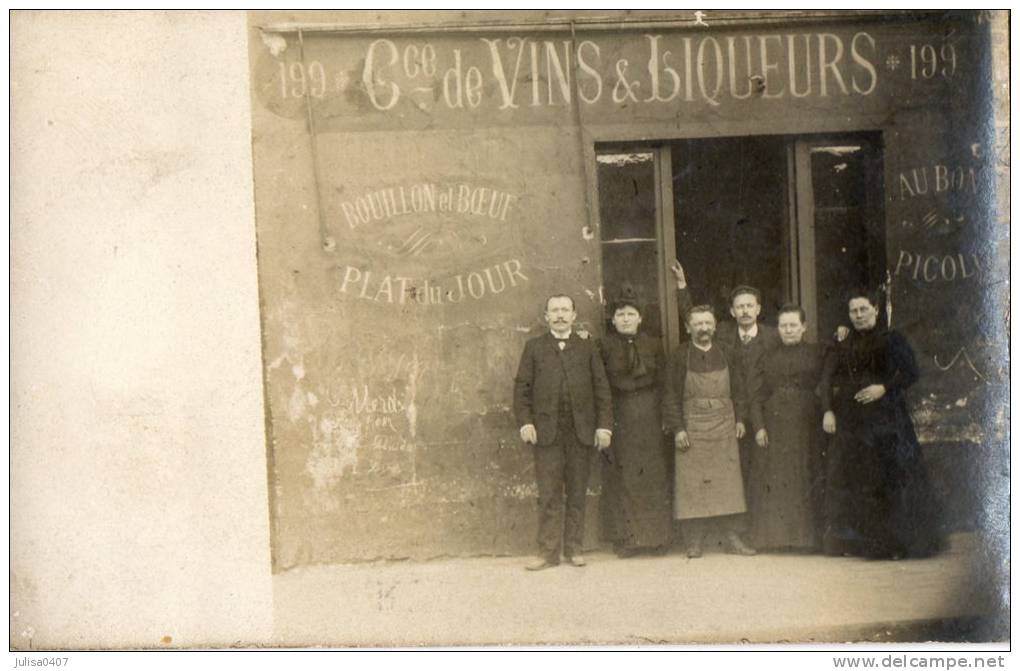 DEVANTURE COMMERCE DE VINS Et Liqueurs Carte Photo Belle Animation - Cafés