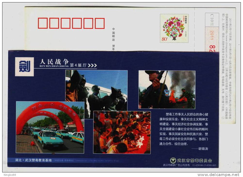 Treasure Our Life Reject Narcotic Drugs,CN 11 Wuhan Commission Of Against Drug Abuse Advert Pre-stamped Card - Polucion