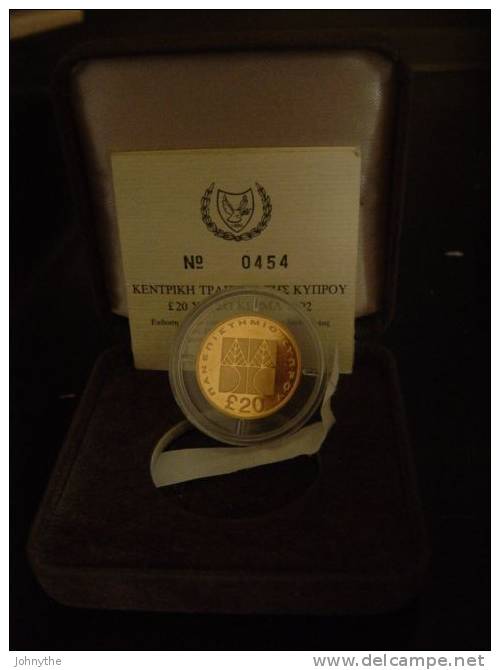 Cyprus 1992 20 Pounds University Of Cyprus Gold Coin UNC - Autres – Europe