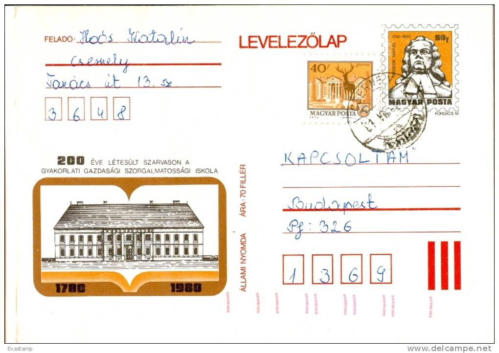HUNGARY - 1980.Postal Stationery - Samuel Tessedik  USED 1.!! Cat.No.289. - Postal Stationery