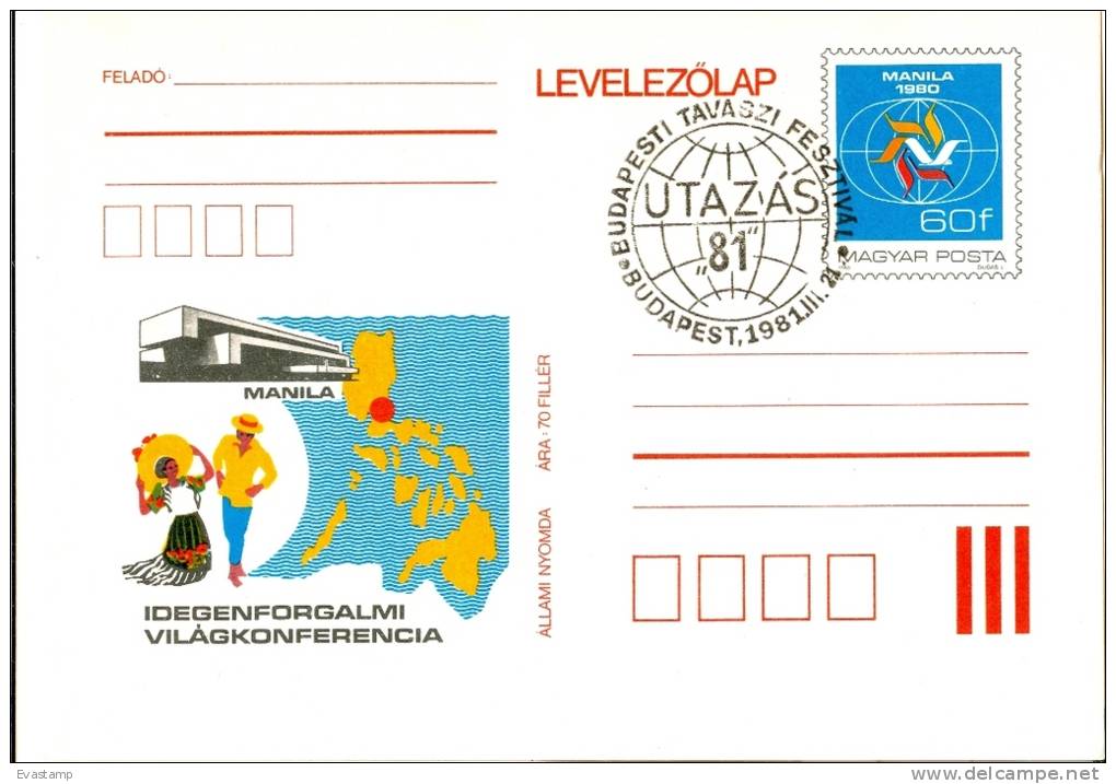 HUNGARY - 1980.Postal Stationery - Tourism World Conference, Manila With Spec.cancel.!! Cat.No.290. - Postal Stationery