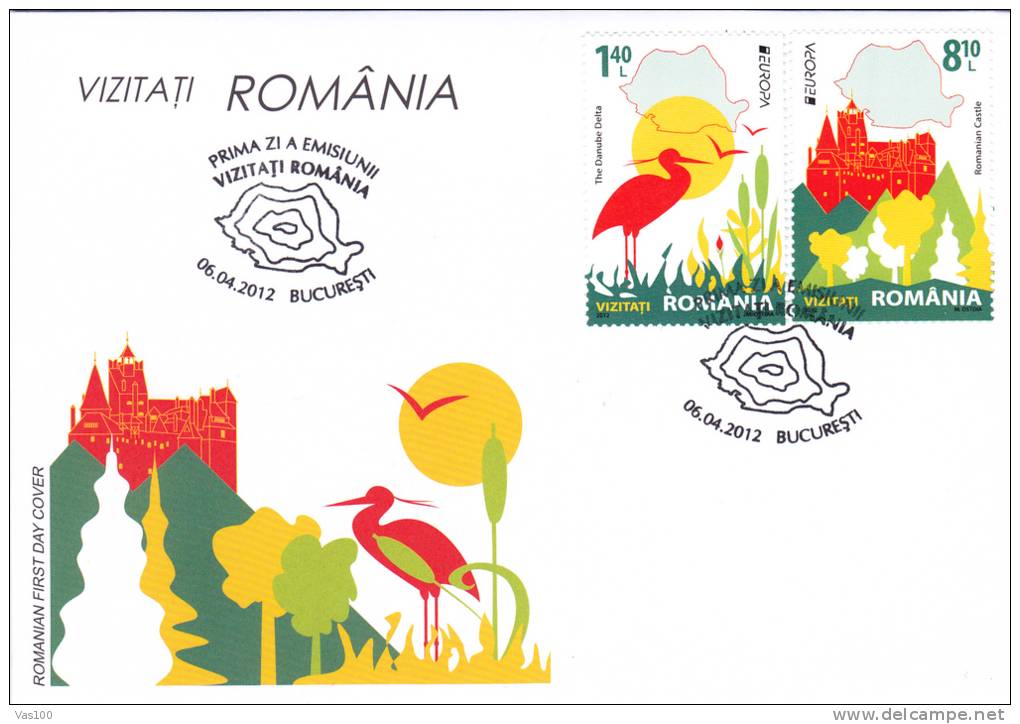 EUROPA,CEPT, 2012 BIRDS,COVER FDC, ROMANIA - 2012