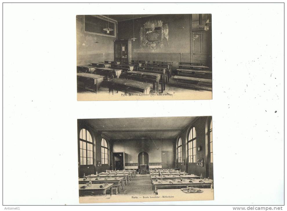 ECOLE LAVOISIER --Lot De 4 Cpa --Modelage , Preau ,Refectoire , Salle D'études - Enseignement, Ecoles Et Universités