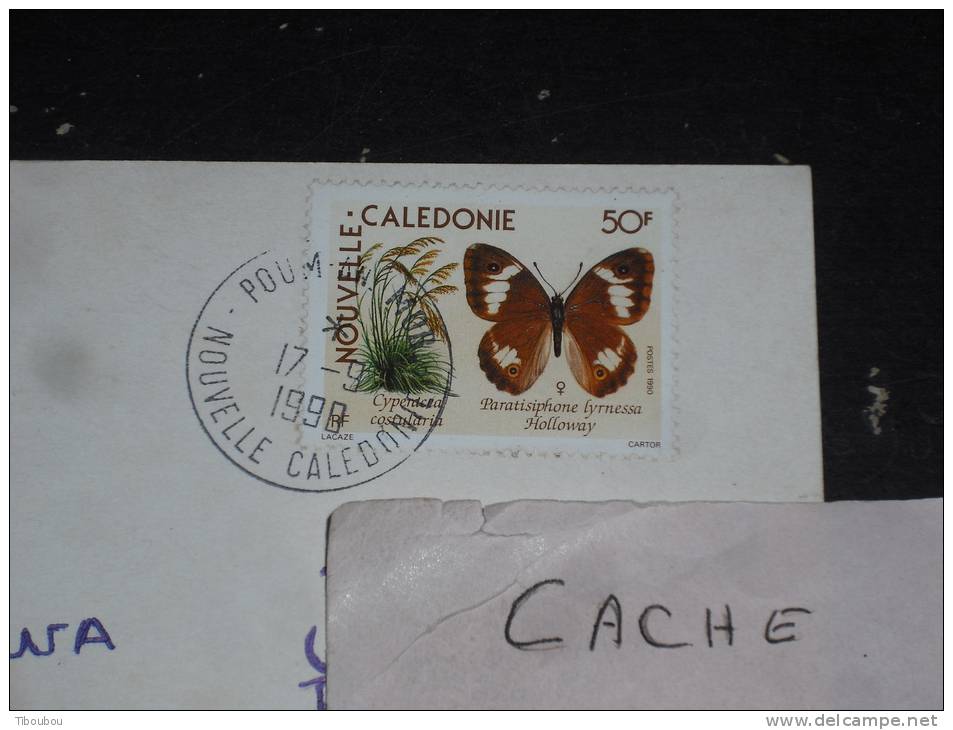 NOUVELLE CALEDONIE YT 590 SUR LETTRE CPM - CACHET ROND MANUEL POUM ANNEXE MOBILE - PAPILLON INSECTE - HIENGHENE LA POULE - Autres & Non Classés