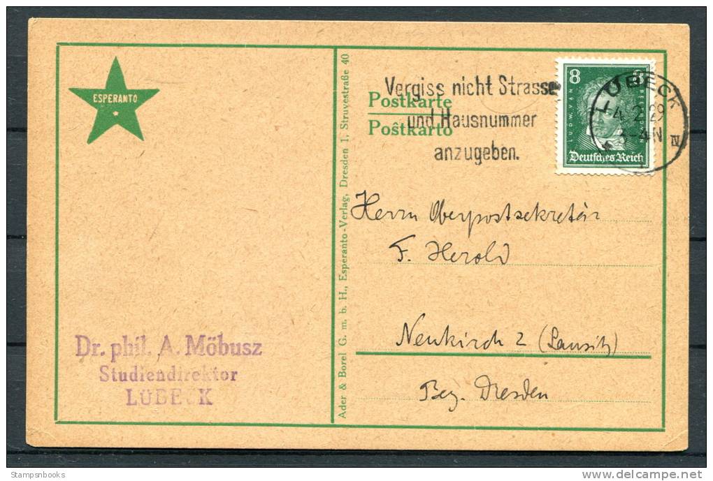 1929 Germany Esperanto Lubeck Postcard - Esperanto