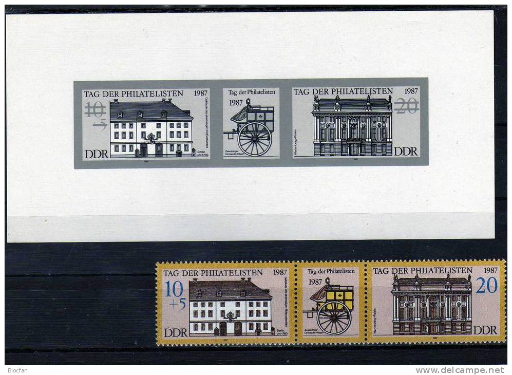 11.Schwarzdruck-Block Tag Der Philatelisten 1987 Berlin DDR 3118/9+ W722S ** 6€ Bf Exhibitions Bloc Art Sheet Of Germany - Other & Unclassified