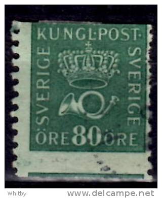 Sweden 1929 80o Crown & Posthorn Issue #150  Misperf - Variedades Y Curiosidades