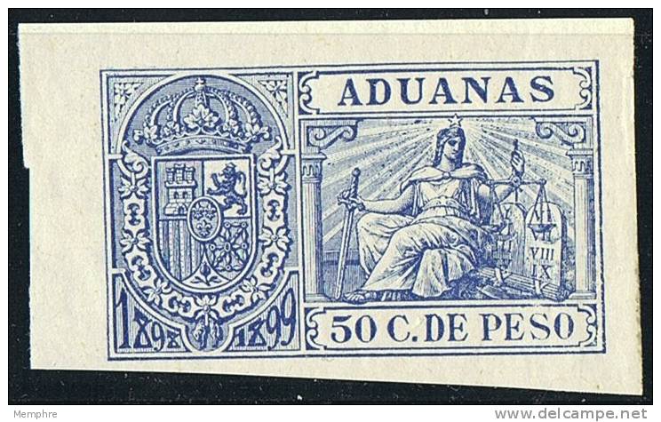 FISCAL  PUERTO RICO  1898-1899 Aduanas 50 C  ** - Puerto Rico