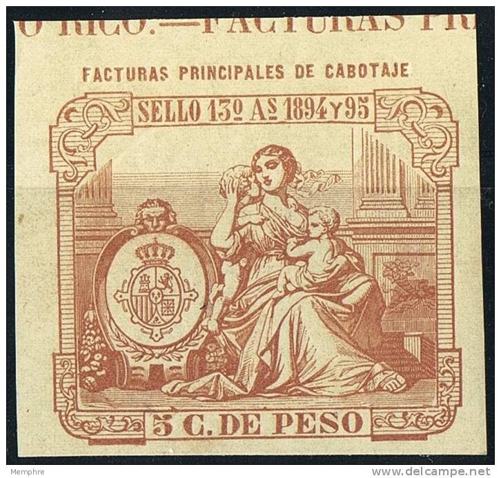 FISCAL  PUERTO RICO  1894-95 Facturas Principales De Cabotaje  ** - Porto Rico