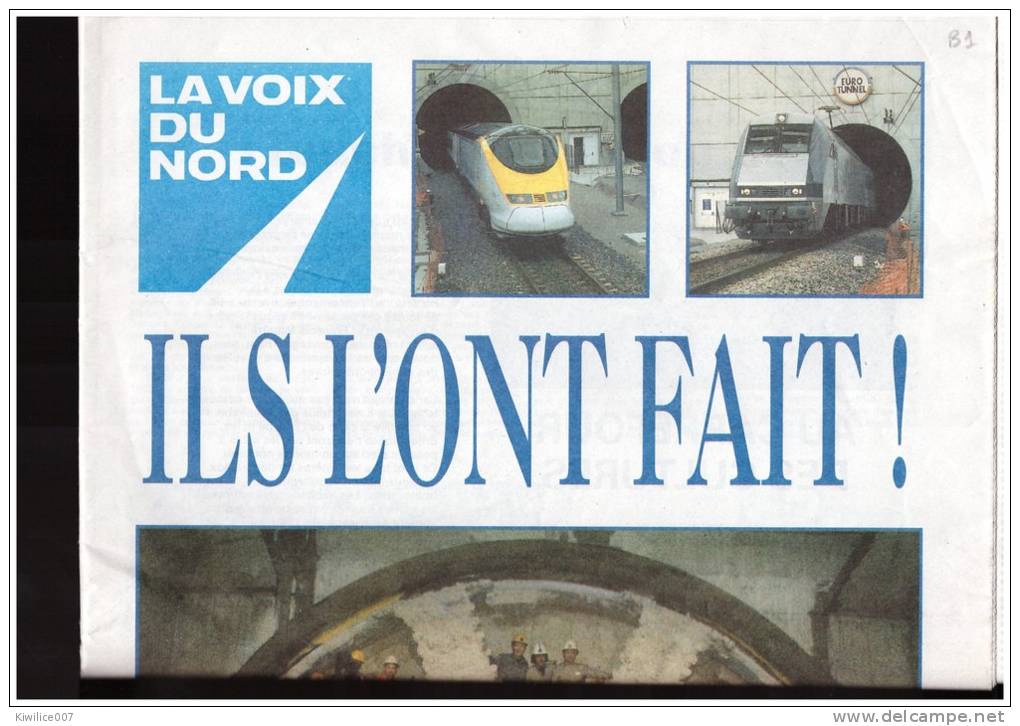 Voix Du Nord   Eurotunnel Tunnel Sous La Manche   Supplement   1995 Calais Douvres  Shuttle - 1950 à Nos Jours