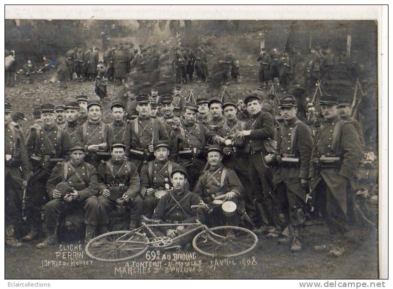 Fontenoy Sur Moselle 54  Militaires  Marches D'épreuve  3 Avril 1908  69 ème Au Bivouac  (carte Photos) - Other & Unclassified