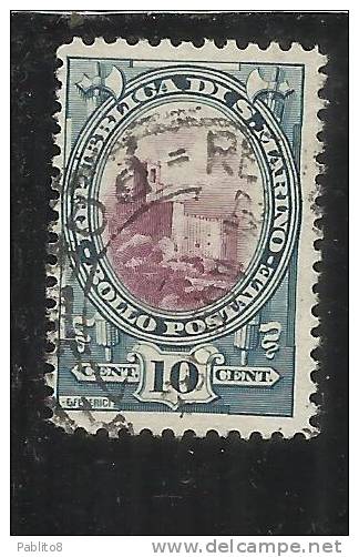 SAN MARINO 1929 VEDUTA C.10 TIMBRATO - Oblitérés