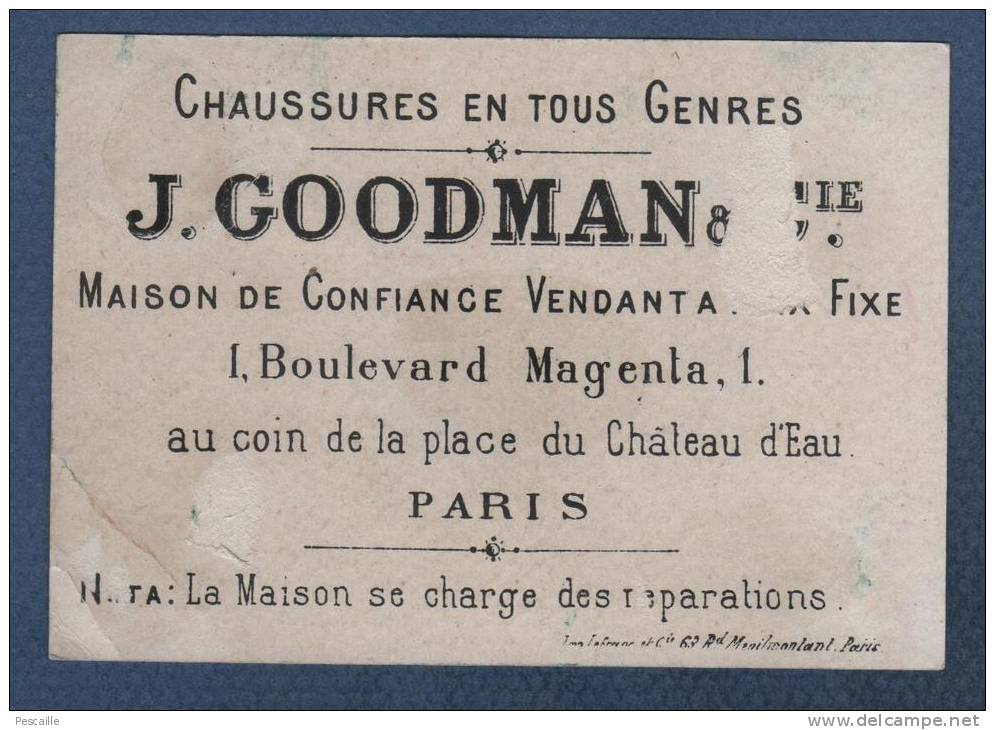 CHROMO CHAUSSURES EN TOUS GENRES J. GOODMAN & Cie BOULEVARD MAGENTA PARIS - ENFANTS EN COSTUME INCROYABLE & MERVEILLEUSE - Otros & Sin Clasificación