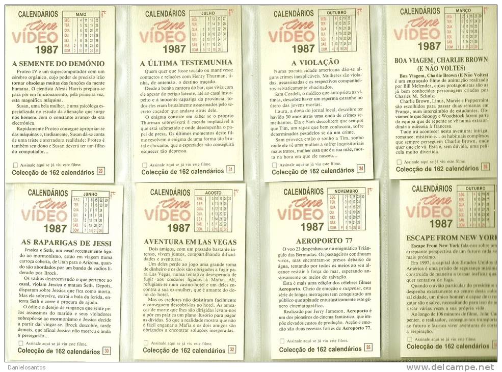 1987 Portugal Pocket Poche Bolsillo Calender Calandrier Calendario 44 Cinema Movies Cine Video