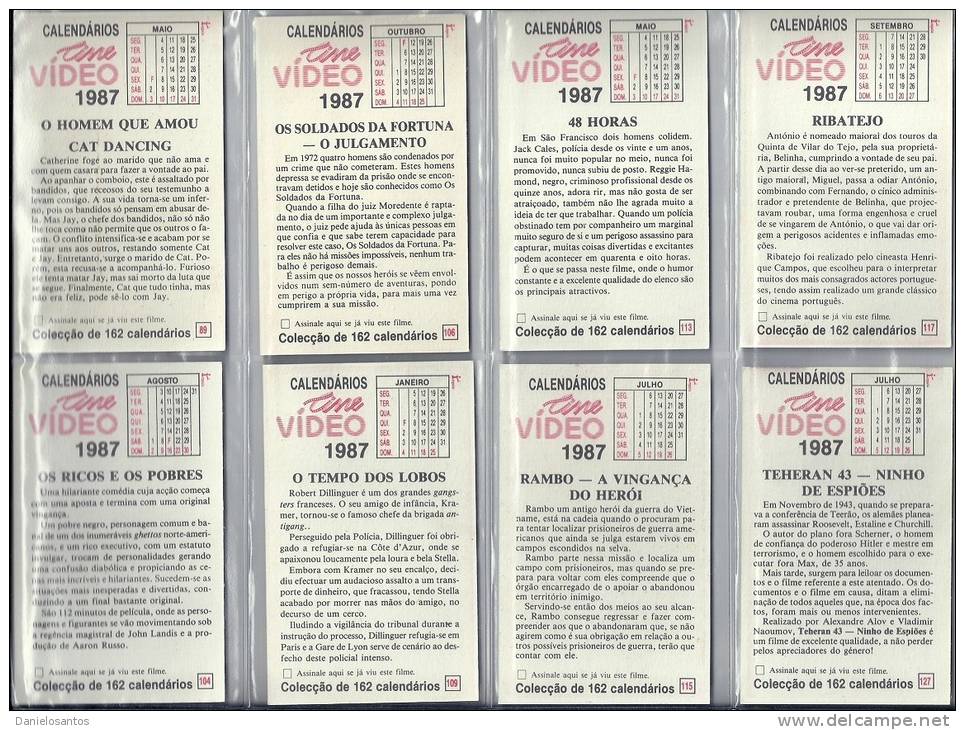 1987 Portugal Pocket Poche Bolsillo Calender Calandrier Calendario 44 Cinema Movies Cine Video