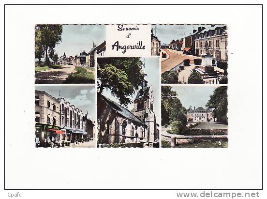 Carte 1955 Souvenir D'ANGERVILLE / Multivues Centre Route Nationale,place ,chateau D'arnouville,grande Rue - Angerville