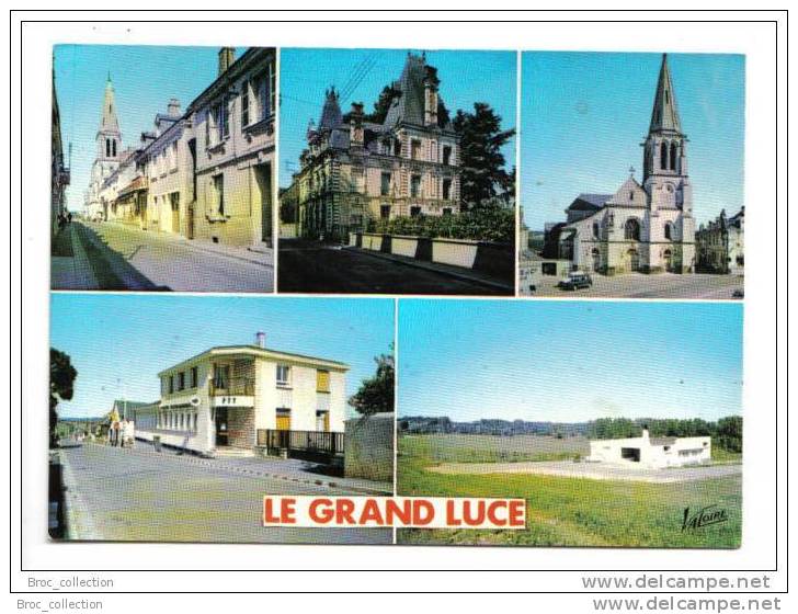 Le Grand Luce, 5 Vues, La Grand-rue, La Mairie, L'église, La Poste, Le Terrain De Sports, Valoire N° 48.203 - Le Grand Luce