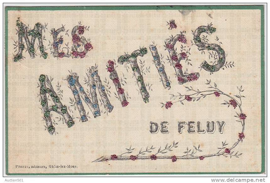 17109g FELUY - Amitiés - 1906 - Paillettes - Seneffe