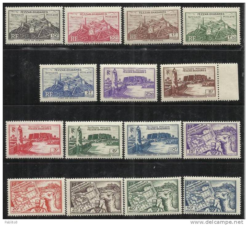 FEZZAN E GHADAMES 1946 TERRITORIO MILITARE SERIE COMPLETA COMPLETE SET MNH - Ongebruikt