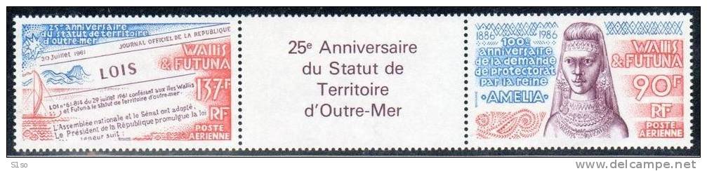 WALLIS Et FUTUNA 1986 Poste Aerienne   PA 152 A  Tryptique Neuf Sans Charniere  Centenaire Protectorat Par Reine Amélia - Unused Stamps