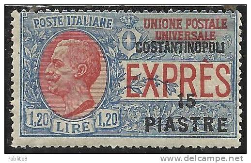 LEVANTE COSTANTINOPOLI 1923 ESPRESSO PIASTRE 15 Pi SU 1,20 COSTANTINOPOLI MNH - European And Asian Offices