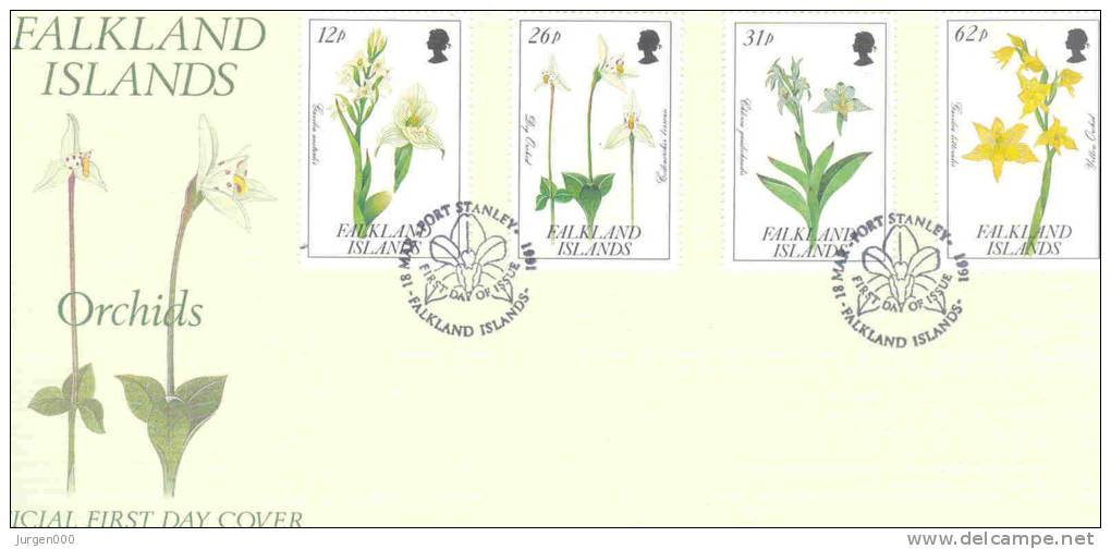 Falkland Islands - FDC 1991  (RM0255) - Orchidées