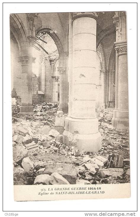 CPA -51 - Saint Hilaire Le Grand - Eglise Détruite Par Un Bombardement ( Intérieur ) - Guerre 1914-18