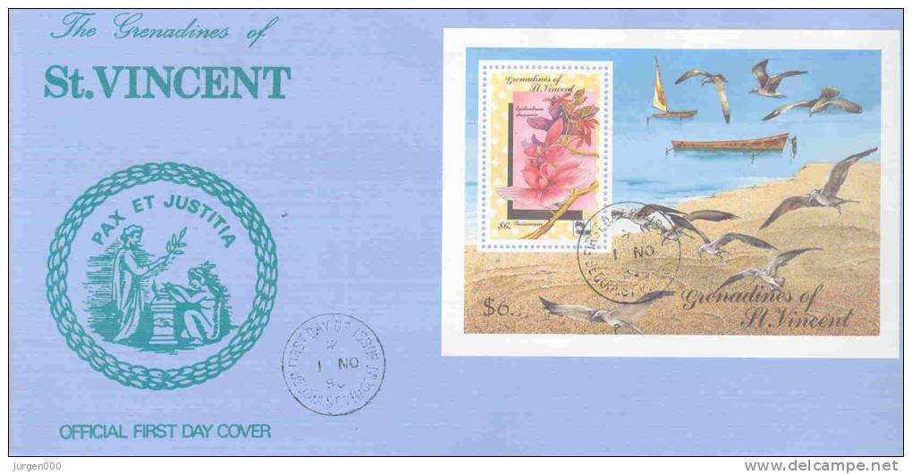 The Grenadines Of St. Vincent  - FDC  Pax Et Justitia  1990 (RM0278) - Orchideeën