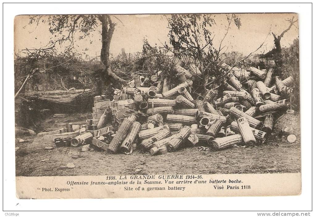 CPA :80 - Offensive Franco / Anglaise Vue Arrière Batterie " Boche" Site Of German Battery - Guerre 1914-18
