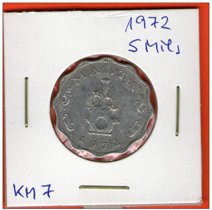 Malta ** 5 Mils 1972 ** KM7 - Malta