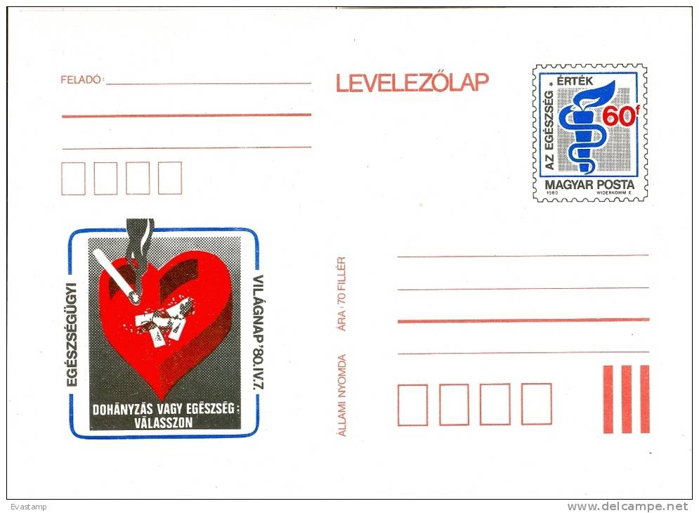 HUNGARY - 1980.Postal Stationery - Medical World Day / Health  MNH!! Cat.No.285. - Postal Stationery