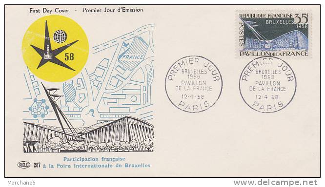 Premier Jour Participation Francaise A La Foire Internationale De Bruxelles Pavillon De France 12 Avril 1958 - Non Classés