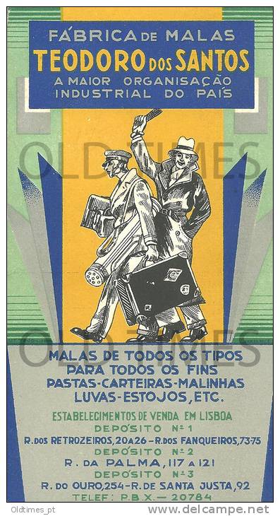 PORTUGAL - LISBOA - FABRICA DE MALAS TEODORO DOS SANTOS - 40S ADV. CARD. - Advertising